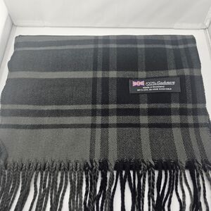 Luxurious Black and Gray 100% Cashmere Scarf NEW 72" X 12"